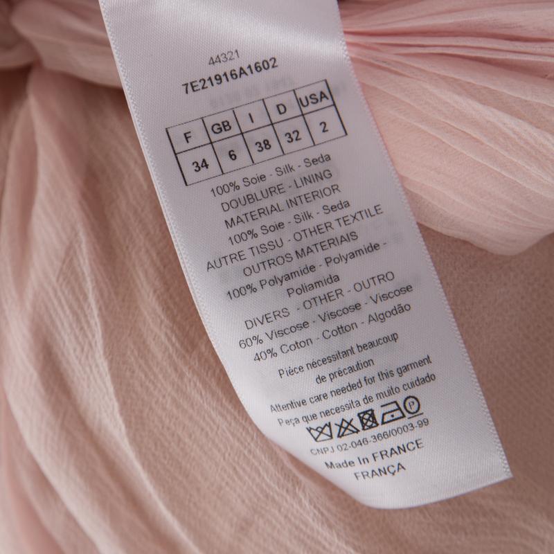 Dior Pale Pink Silk Chiffon Twisted Strap Detail Cocktail Dress S 1