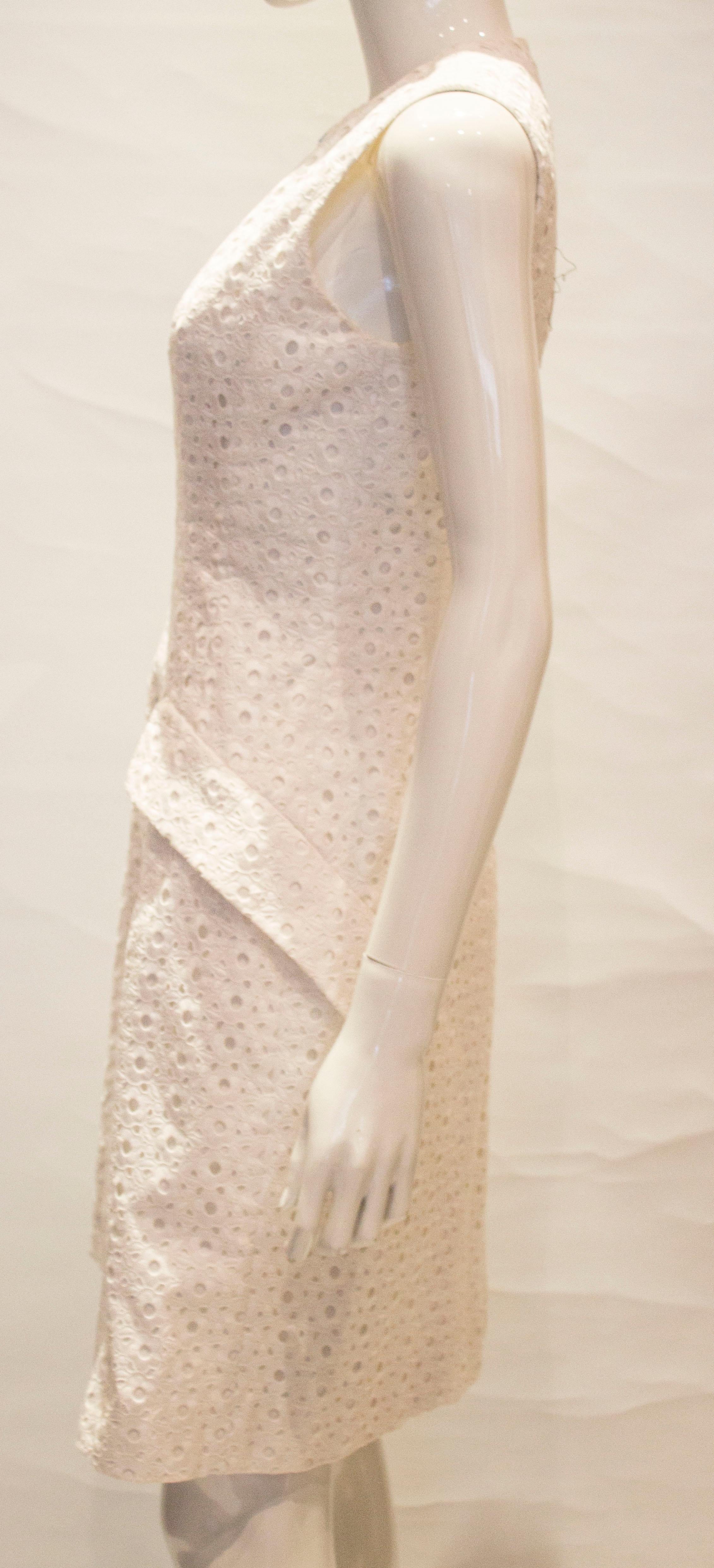 Dior Paris White Broderie Anglaise Dress In Good Condition For Sale In London, GB
