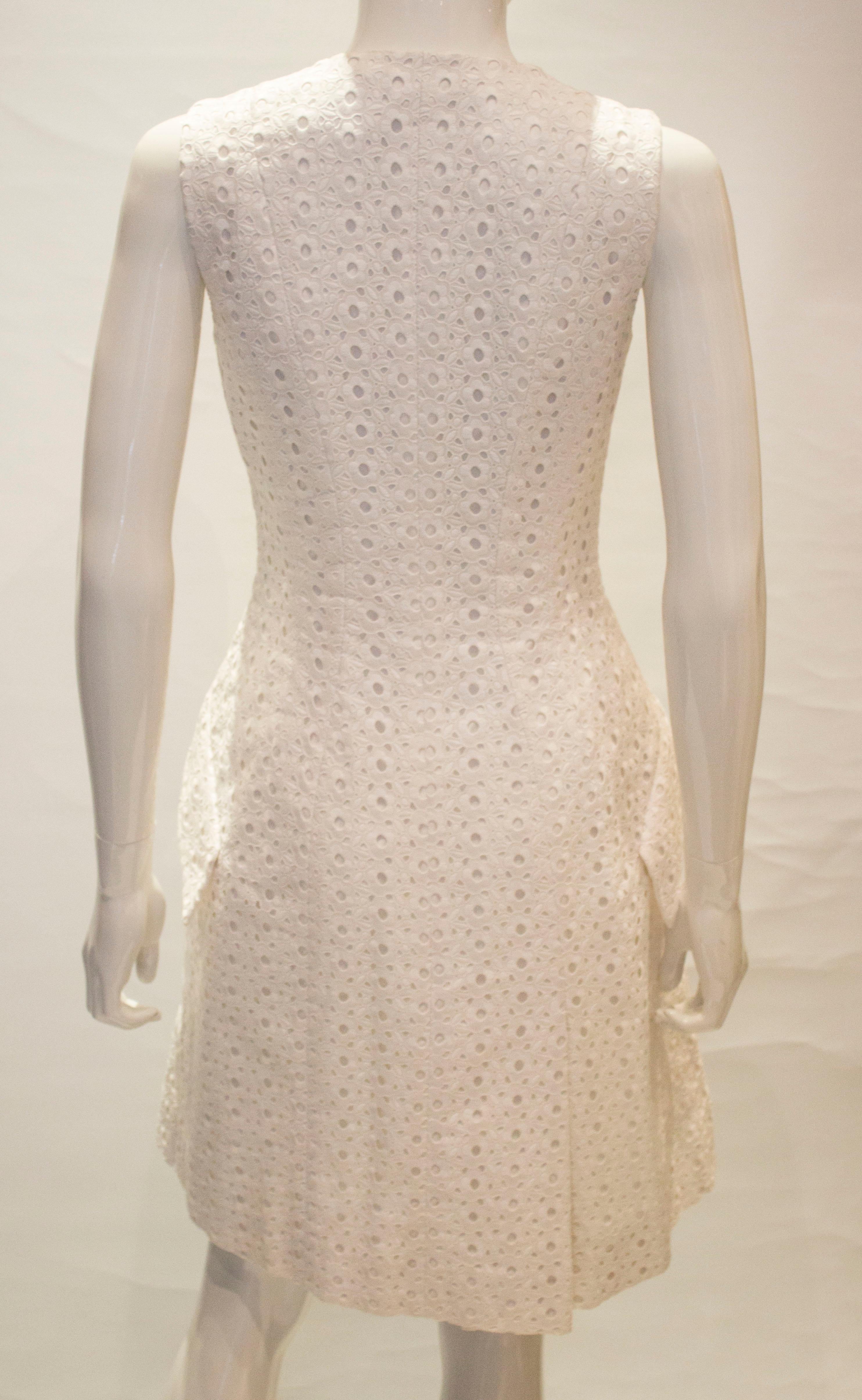 Dior Paris White Broderie Anglaise Dress For Sale 1