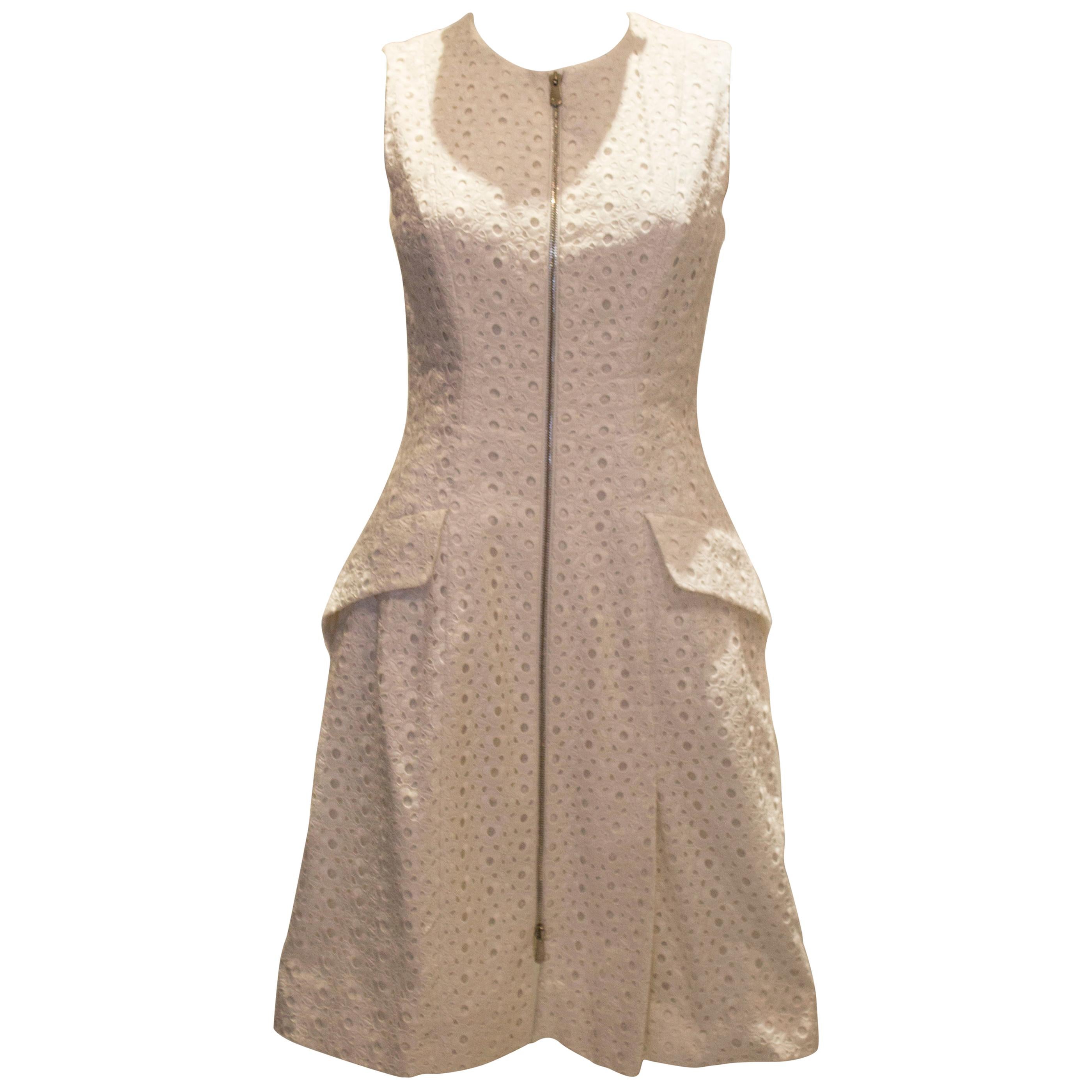 Dior Paris White Broderie Anglaise Dress For Sale