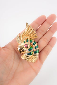 Dior Parrot Brooch With Enamel And Rhinestones