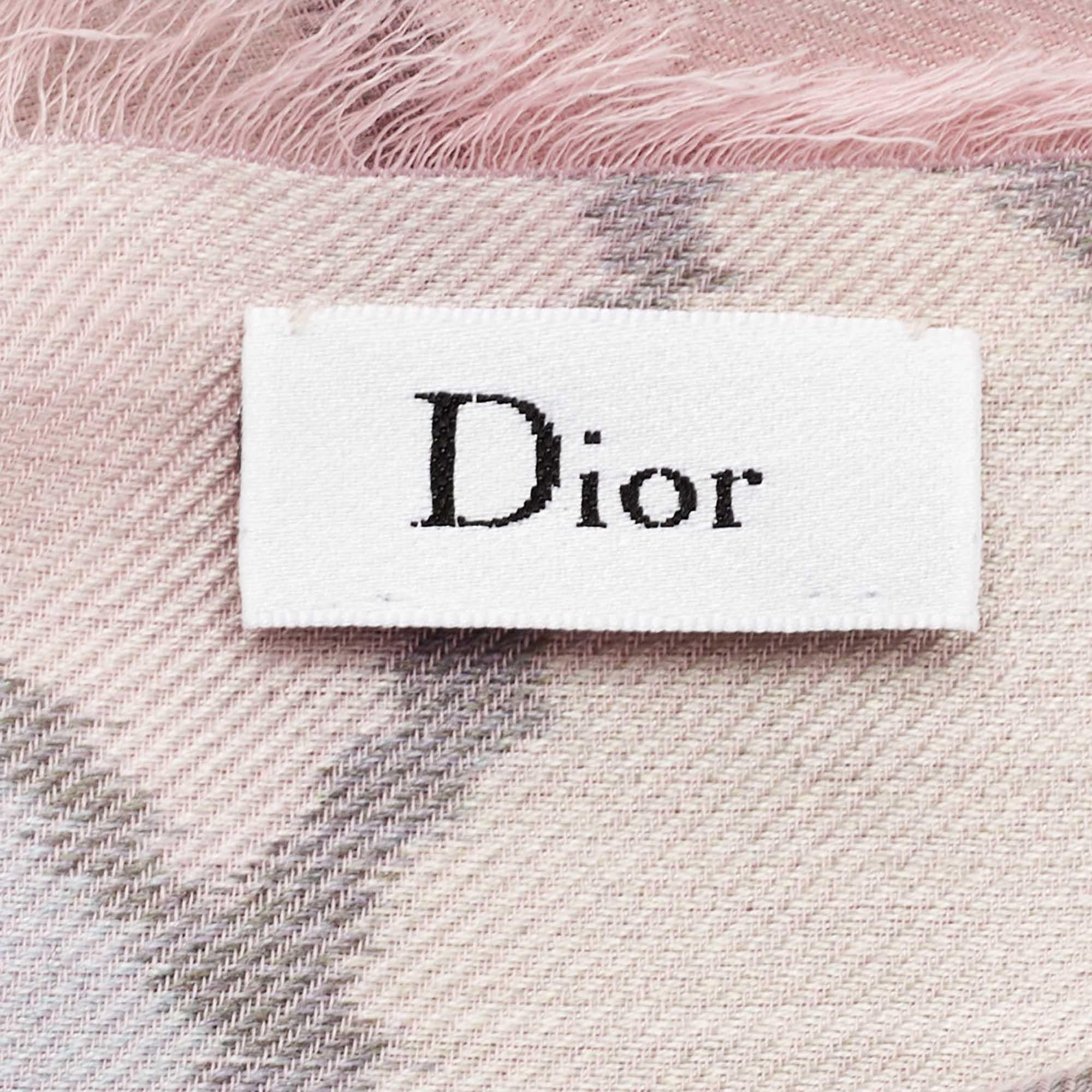 Women's Dior Pastel Pink Printed Silk & Wool Jacquard Scarf