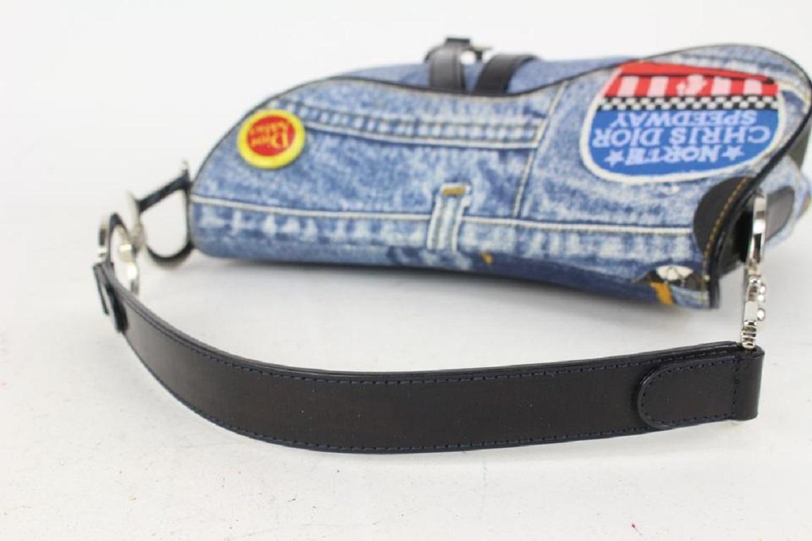 Dior Patchwork Speedway Denim Saddle Bag 820da2 In Good Condition In Dix hills, NY