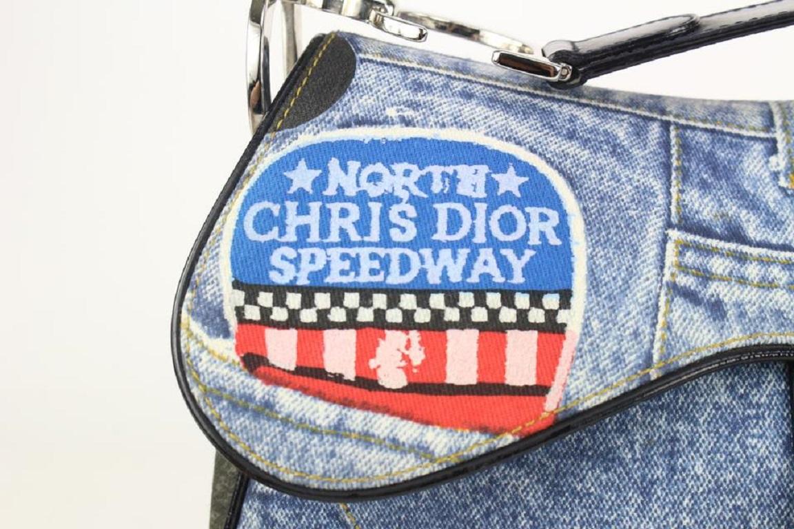 Women's Dior Patchwork Speedway Denim Saddle Bag 820da2