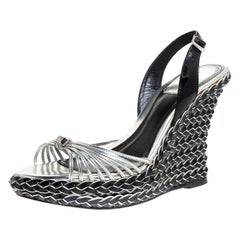 Dior Patent Leather And Braid Woven Wedge Slingback Platform Sandals Size 36