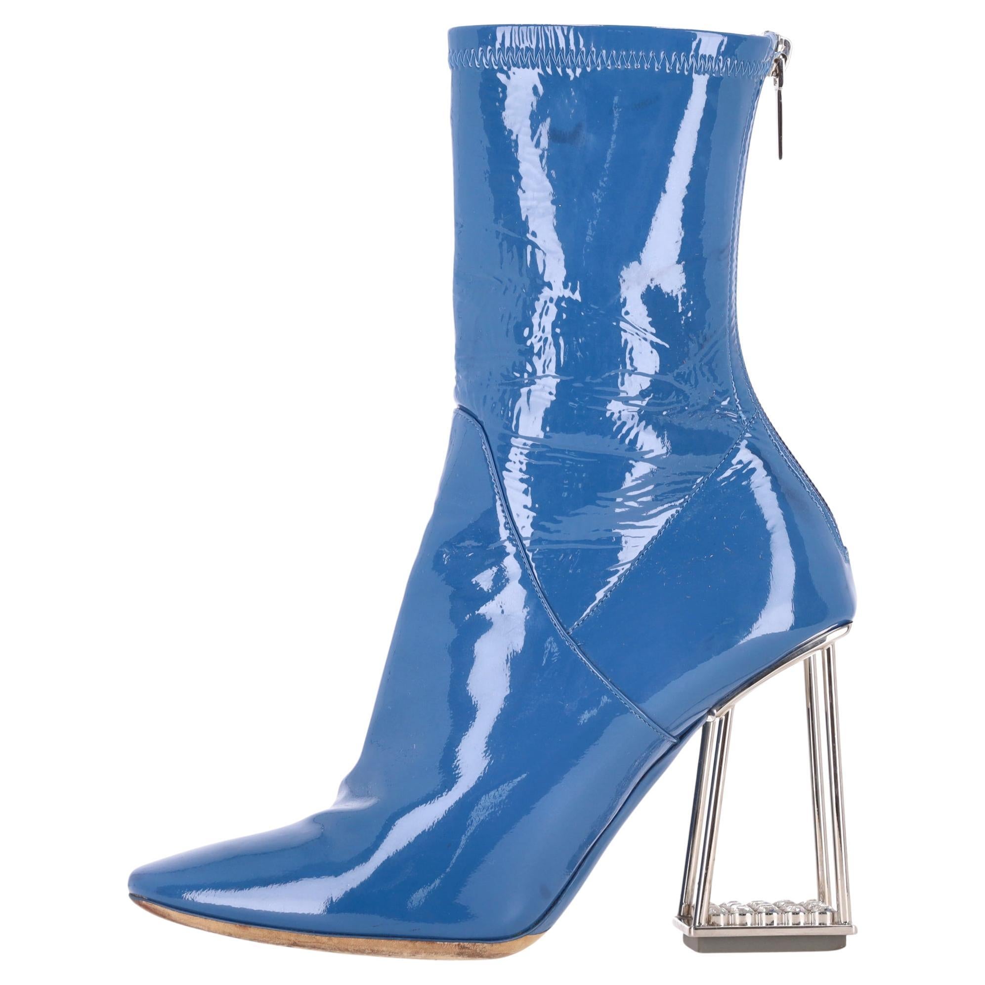 Dior Patent Leather Boots With Perspex Crystal Detailed Heels For Sale