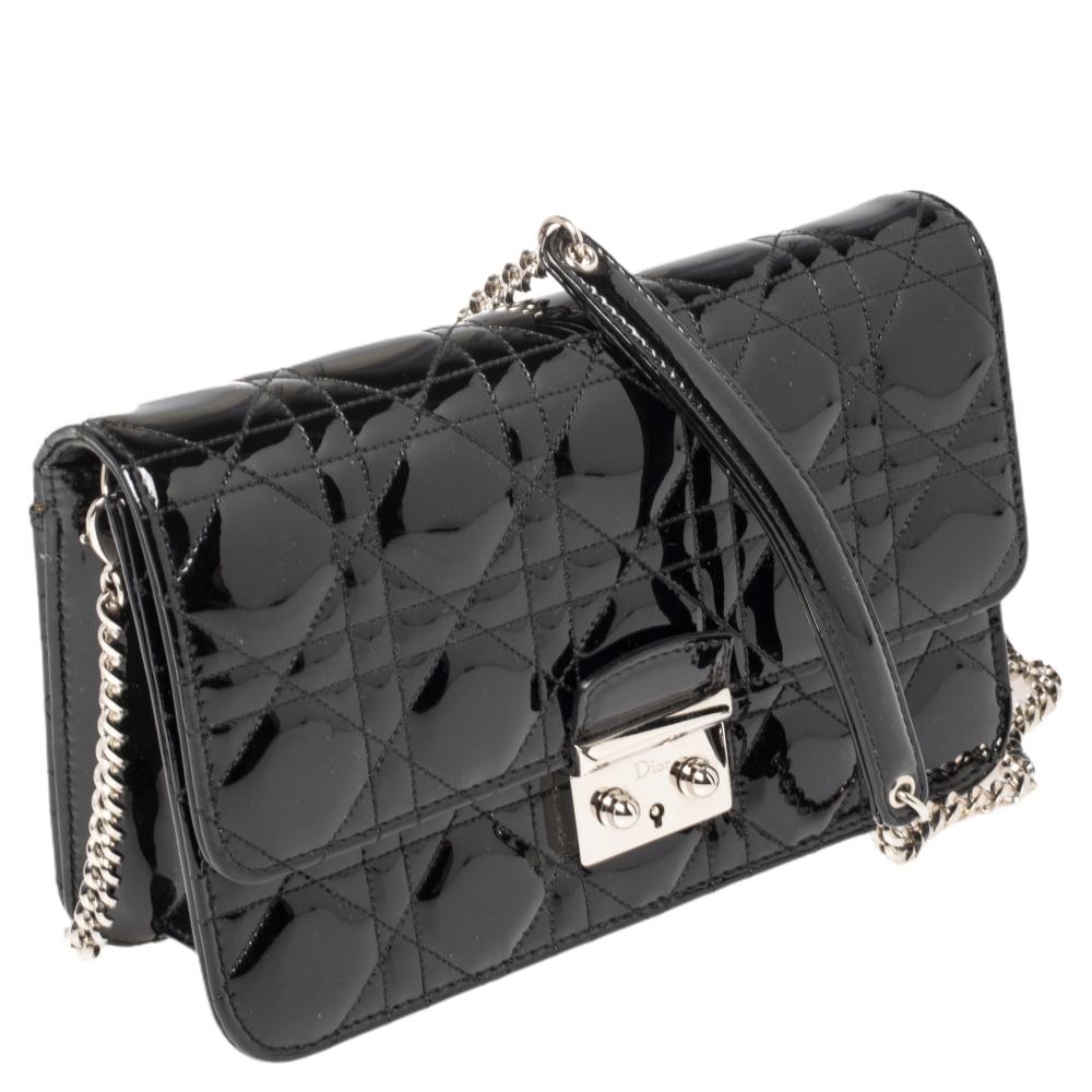 Black Dior  Patent Leather Miss Dior Promenade Chain Bag