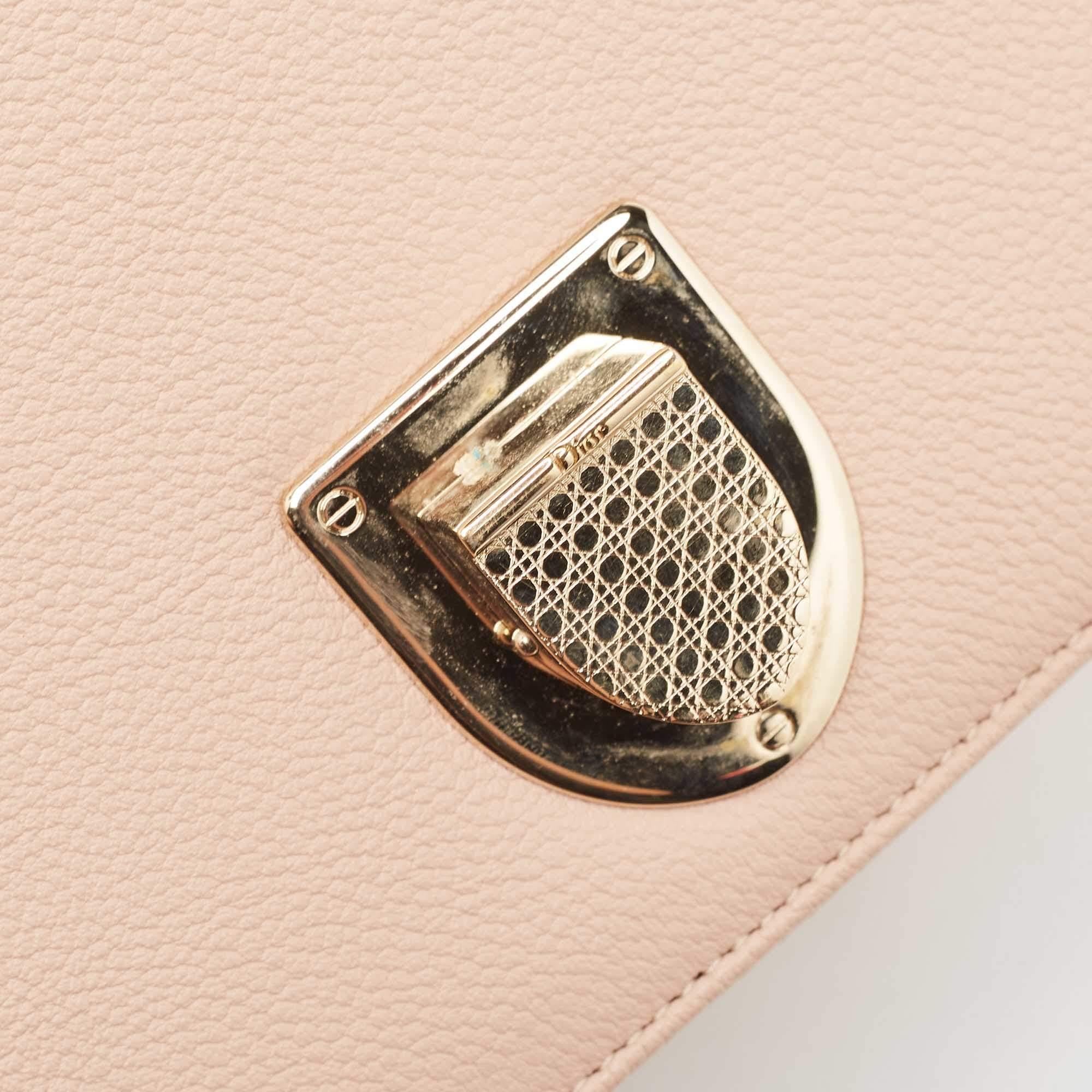 Dior Peach Leather Medium Diorama Flap Shoulder Bag For Sale 6