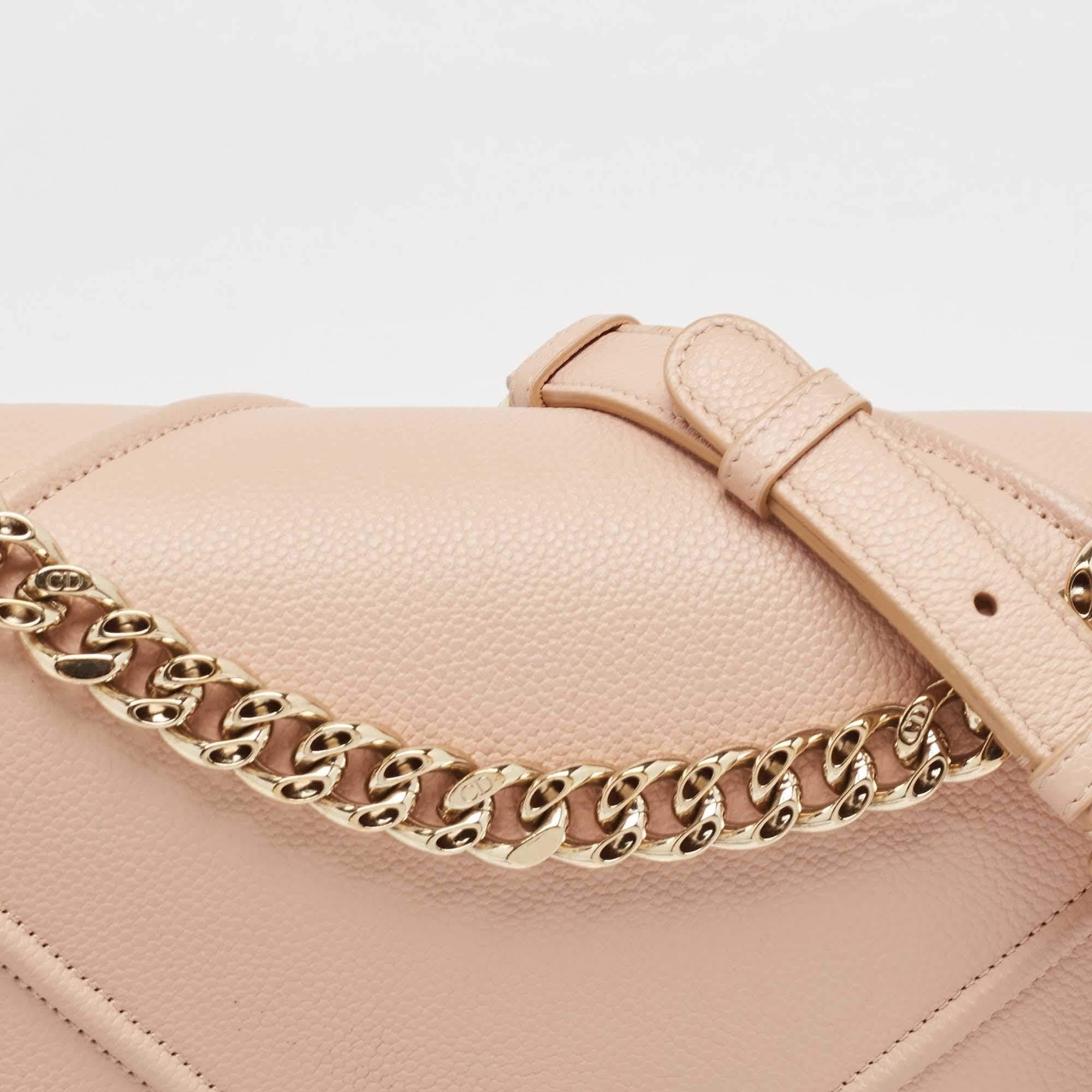 Dior Peach Leather Medium Diorama Flap Shoulder Bag For Sale 7