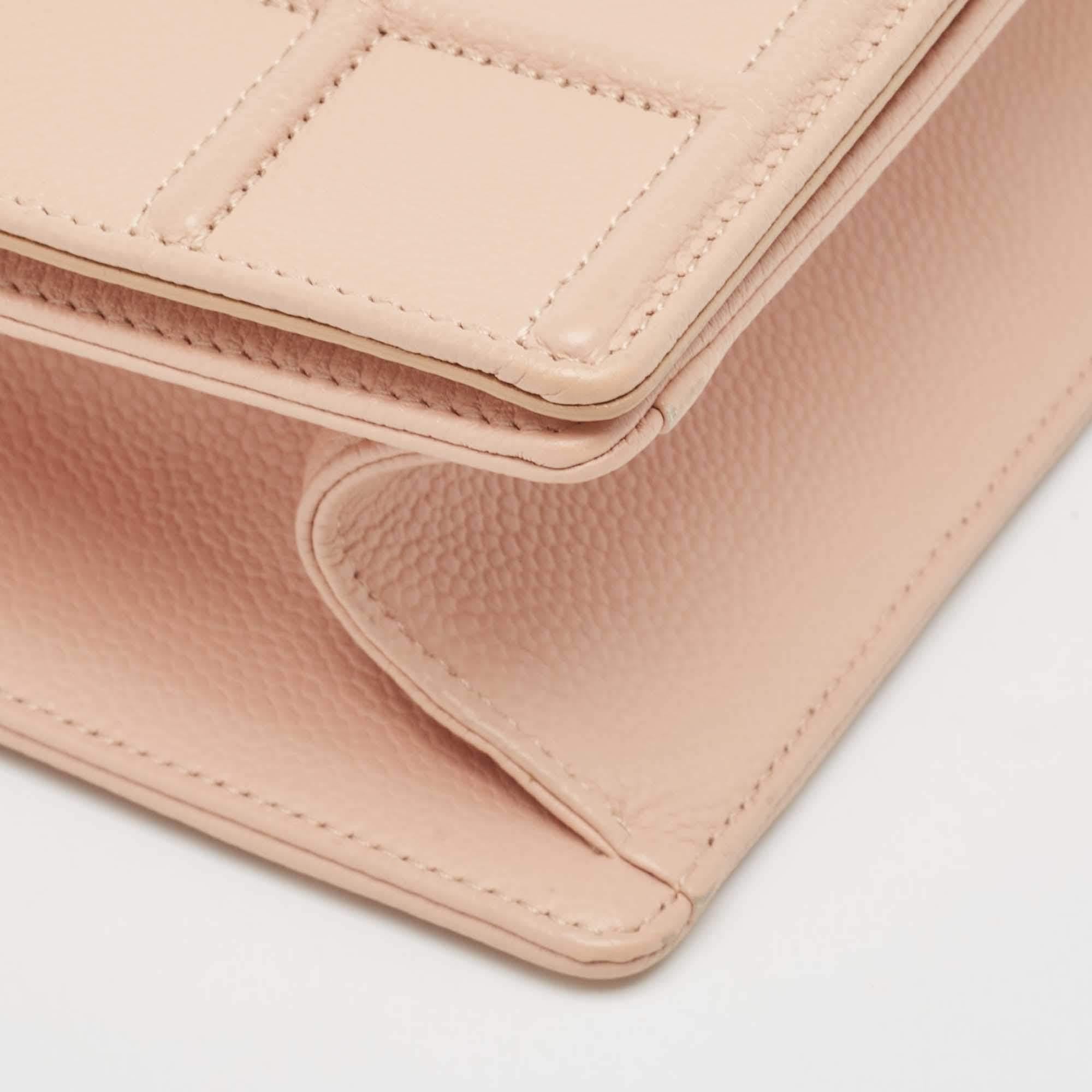 Dior Peach Leather Medium Diorama Flap Shoulder Bag For Sale 9