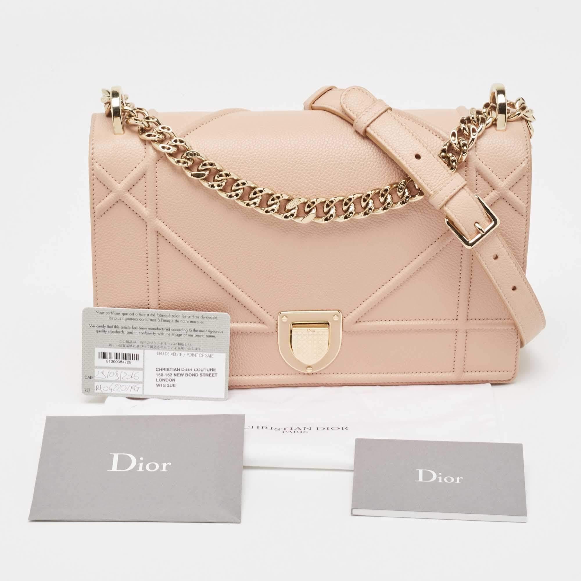 Women's Dior Peach Leather Medium Diorama Flap Shoulder Bag For Sale