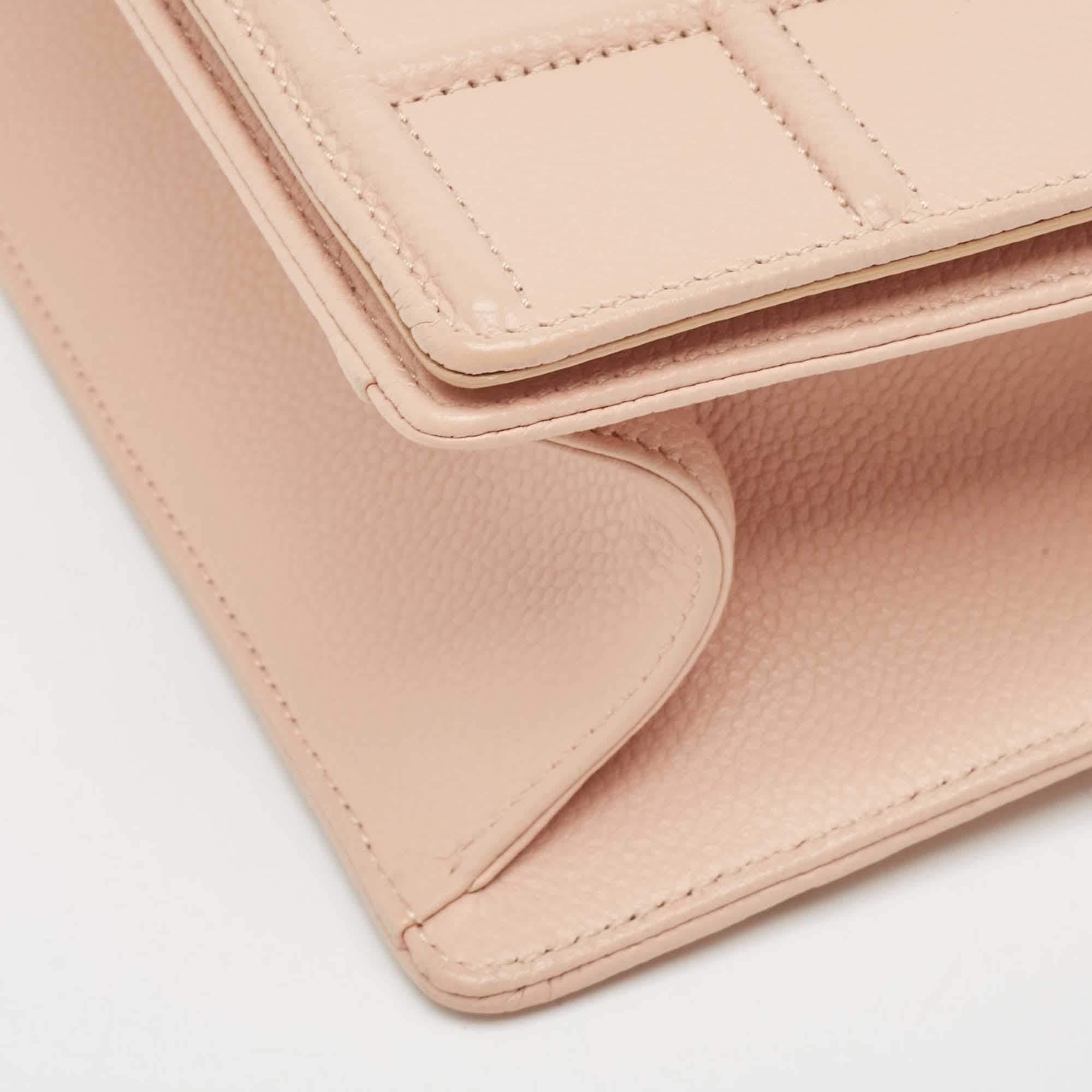 Dior Peach Leather Medium Diorama Flap Shoulder Bag For Sale 2