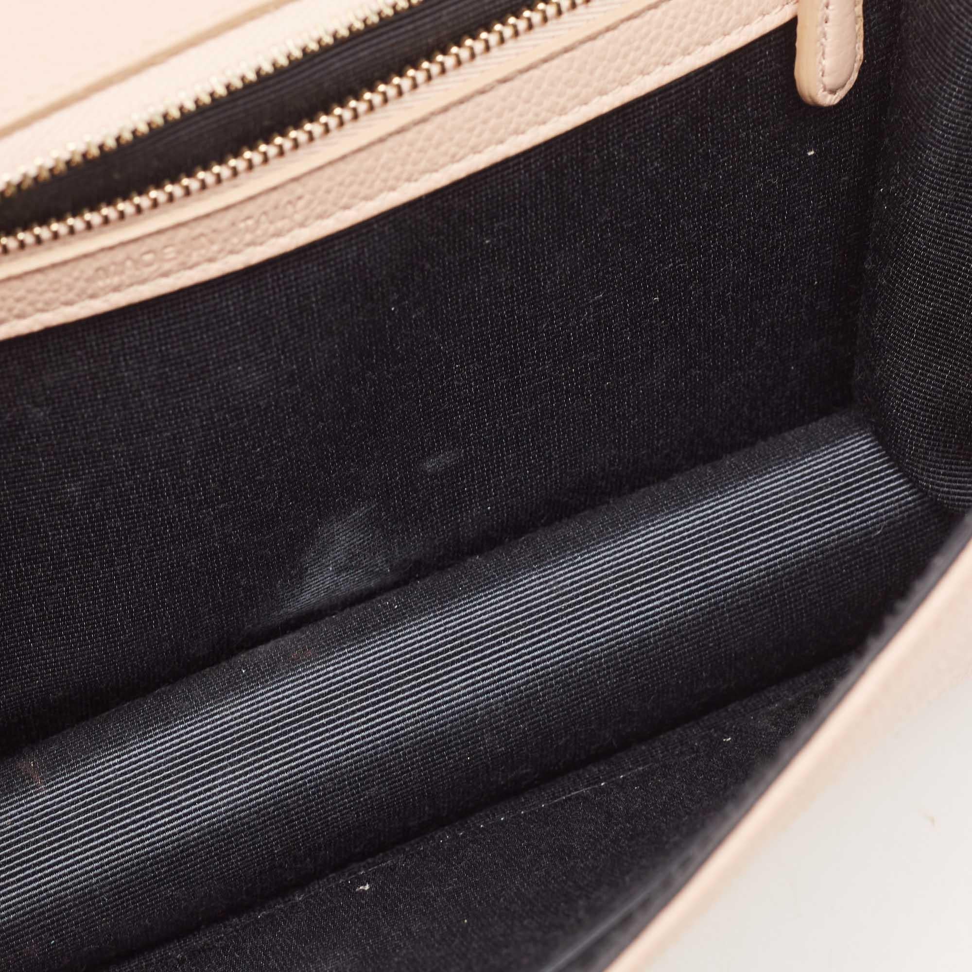 Dior Peach Leather Medium Diorama Flap Shoulder Bag For Sale 4