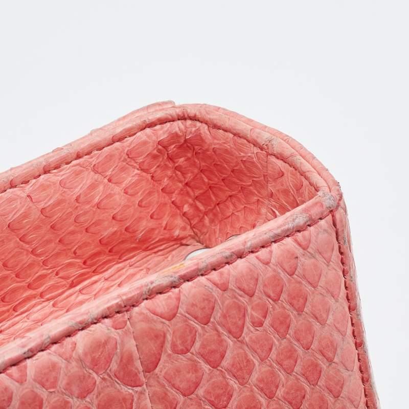 Dior Peach Python Large Lady Dior Tote For Sale 9