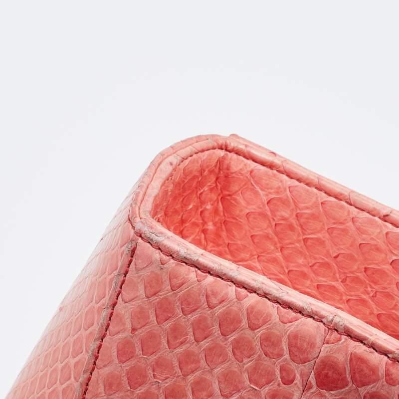 Dior Peach Python Large Lady Dior Tote For Sale 10
