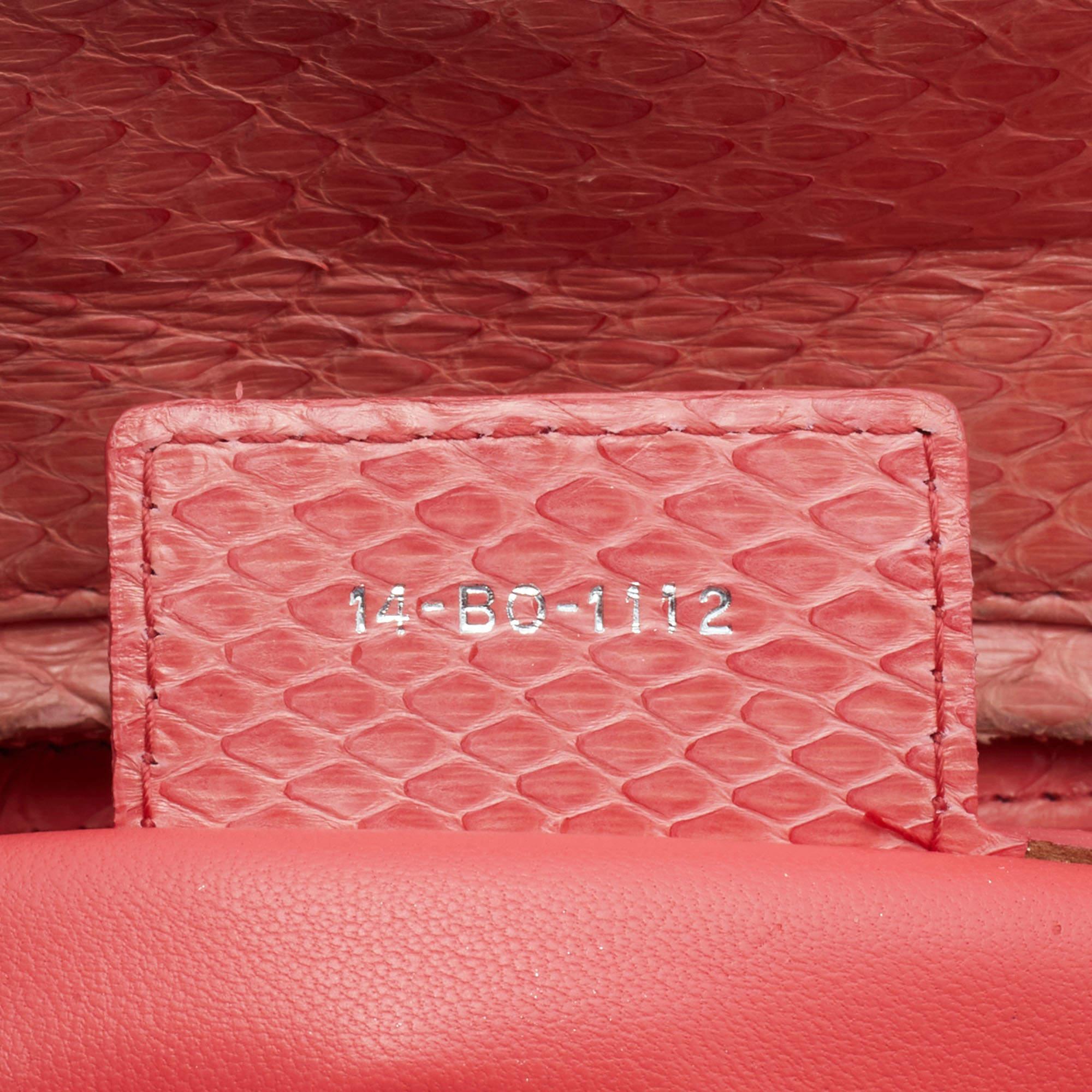 Dior Peach Python Large Lady Dior Tote For Sale 1