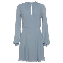 Dior Pearl Grey Silk Crepe Pleated Dress S