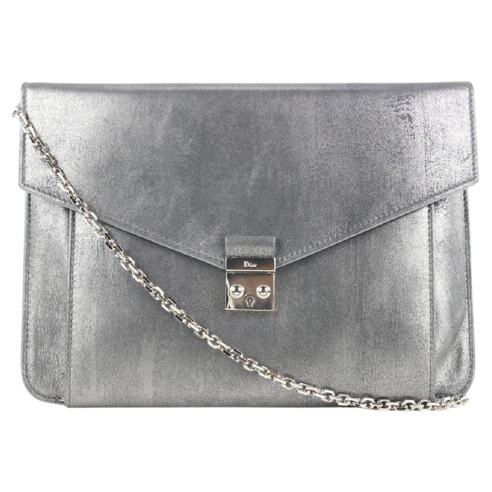 Dior Pewter Silver Chain Flap Crossbody Bag 292da513 For Sale