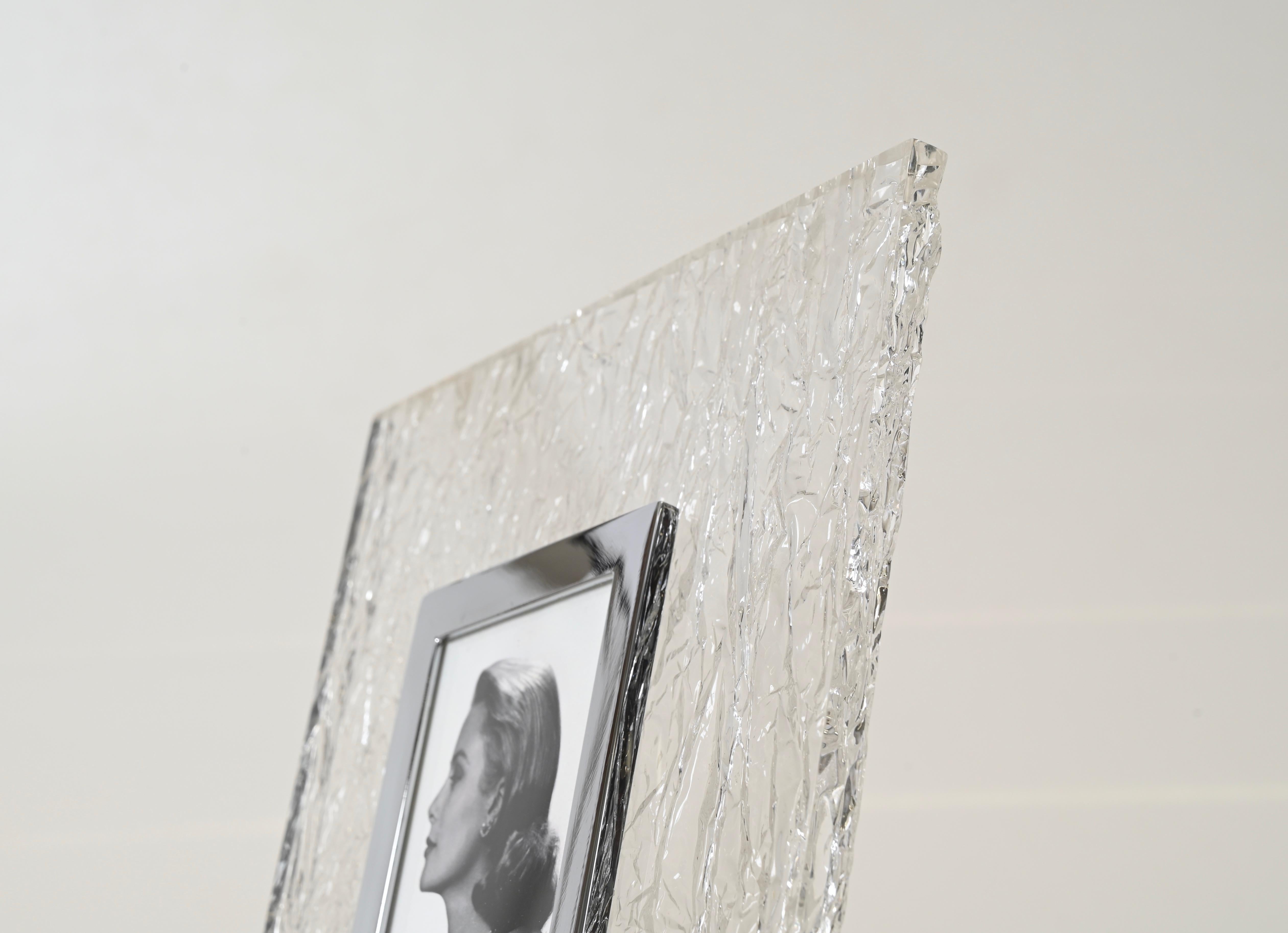 Portafoto Dior in lucite effetto ghiaccio e cromo, Italia, anni '70 in vendita 3