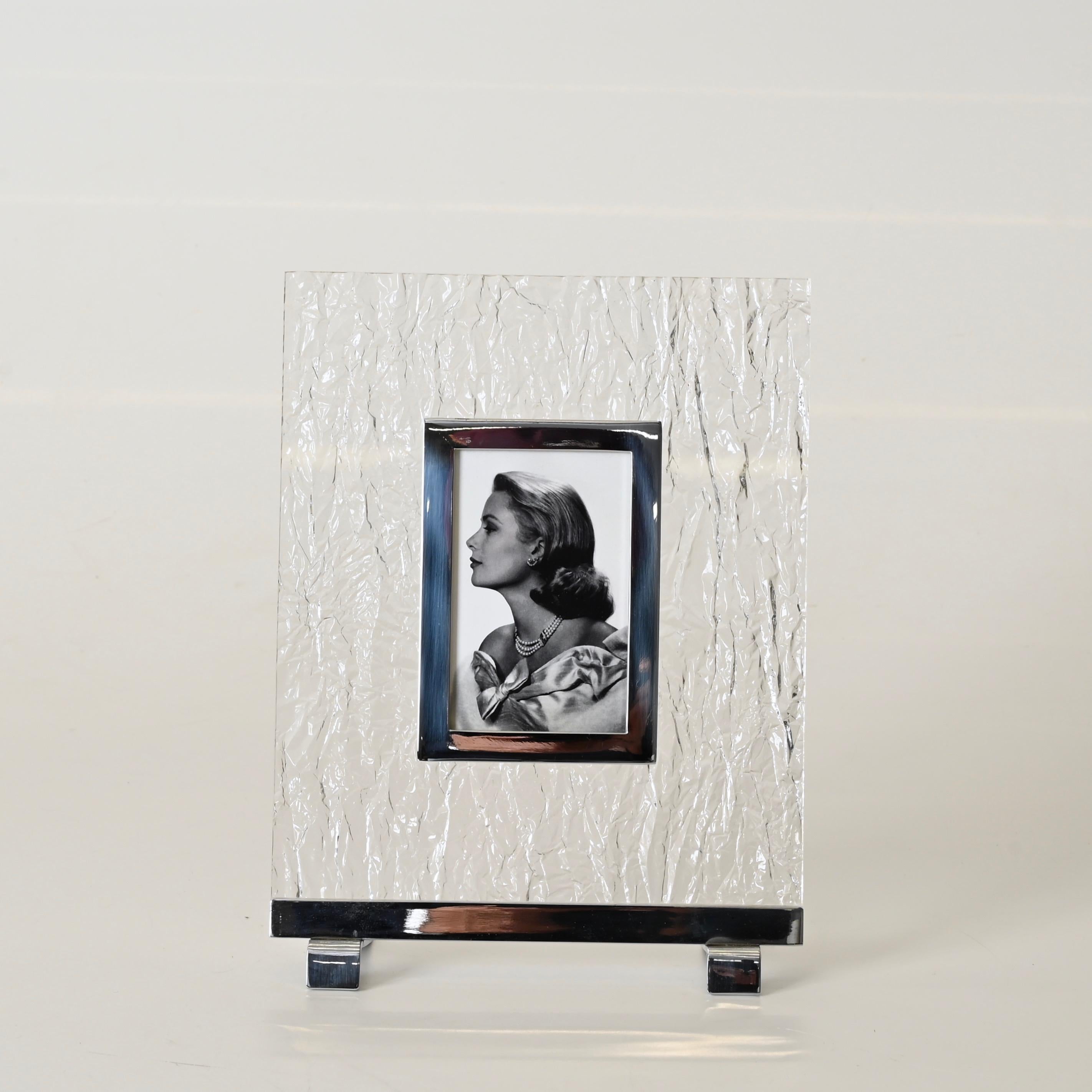 Portafoto Dior in lucite effetto ghiaccio e cromo, Italia, anni '70 in vendita 4
