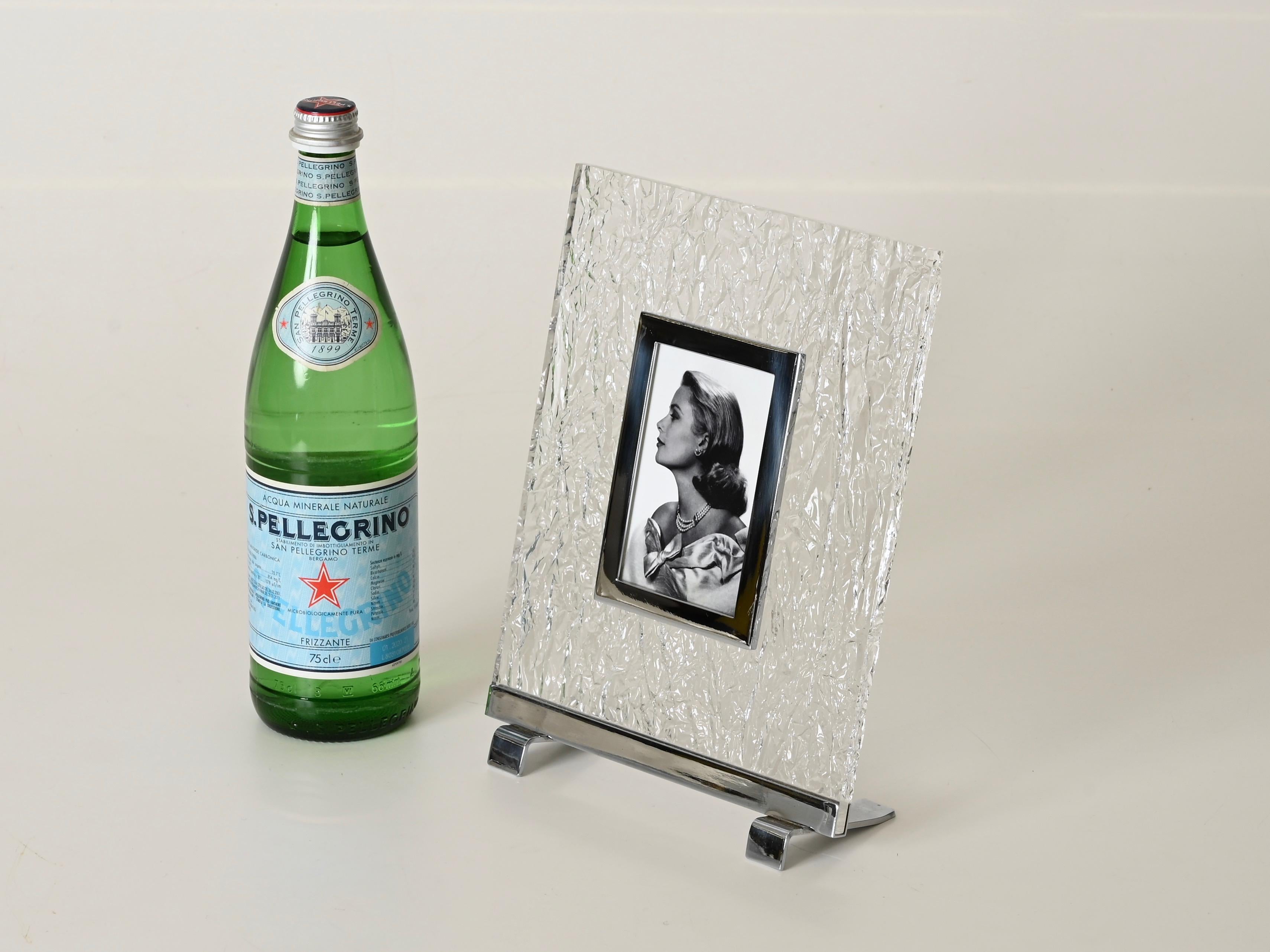 Portafoto Dior in lucite effetto ghiaccio e cromo, Italia, anni '70 in vendita 5