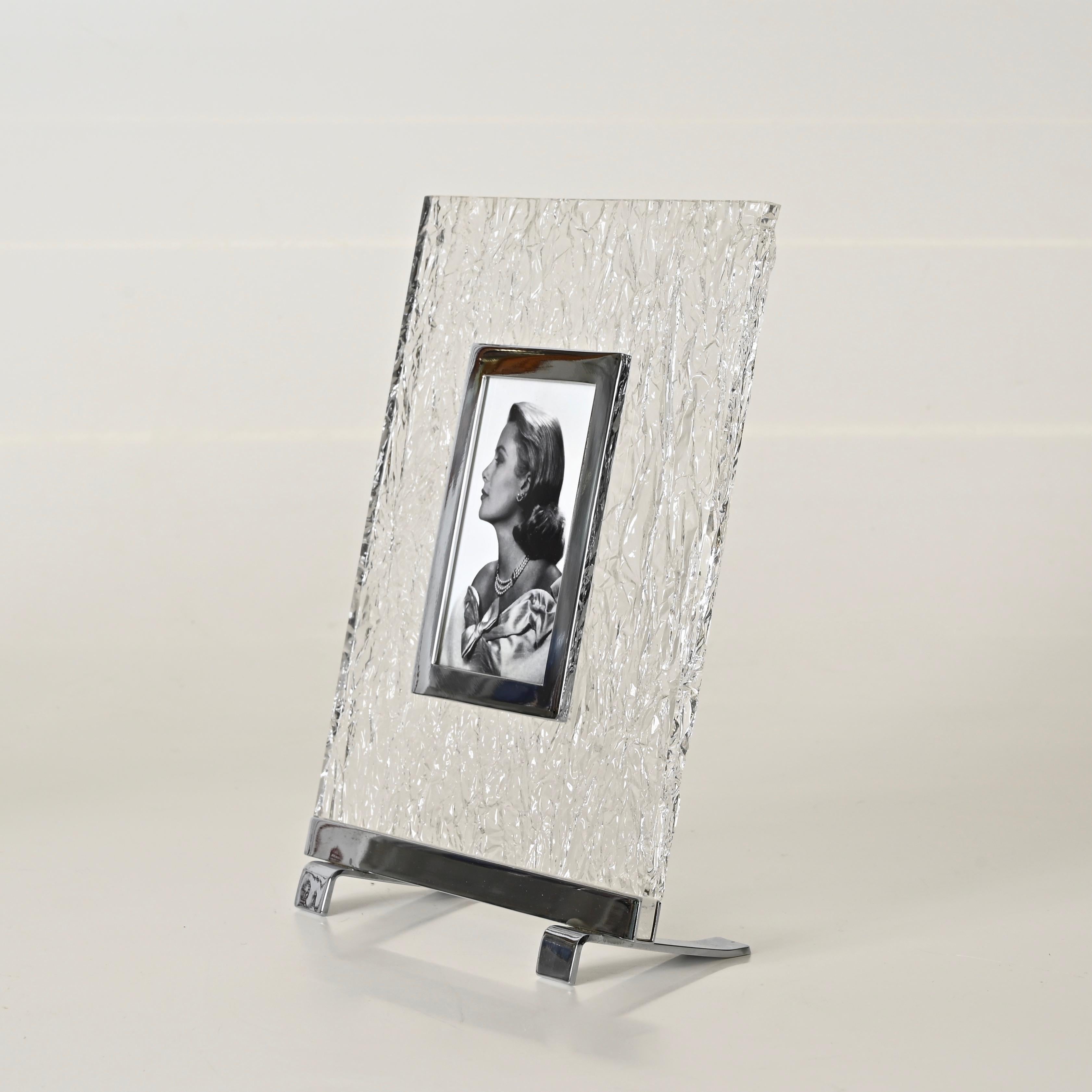 Portafoto Dior in lucite effetto ghiaccio e cromo, Italia, anni '70 in vendita 8