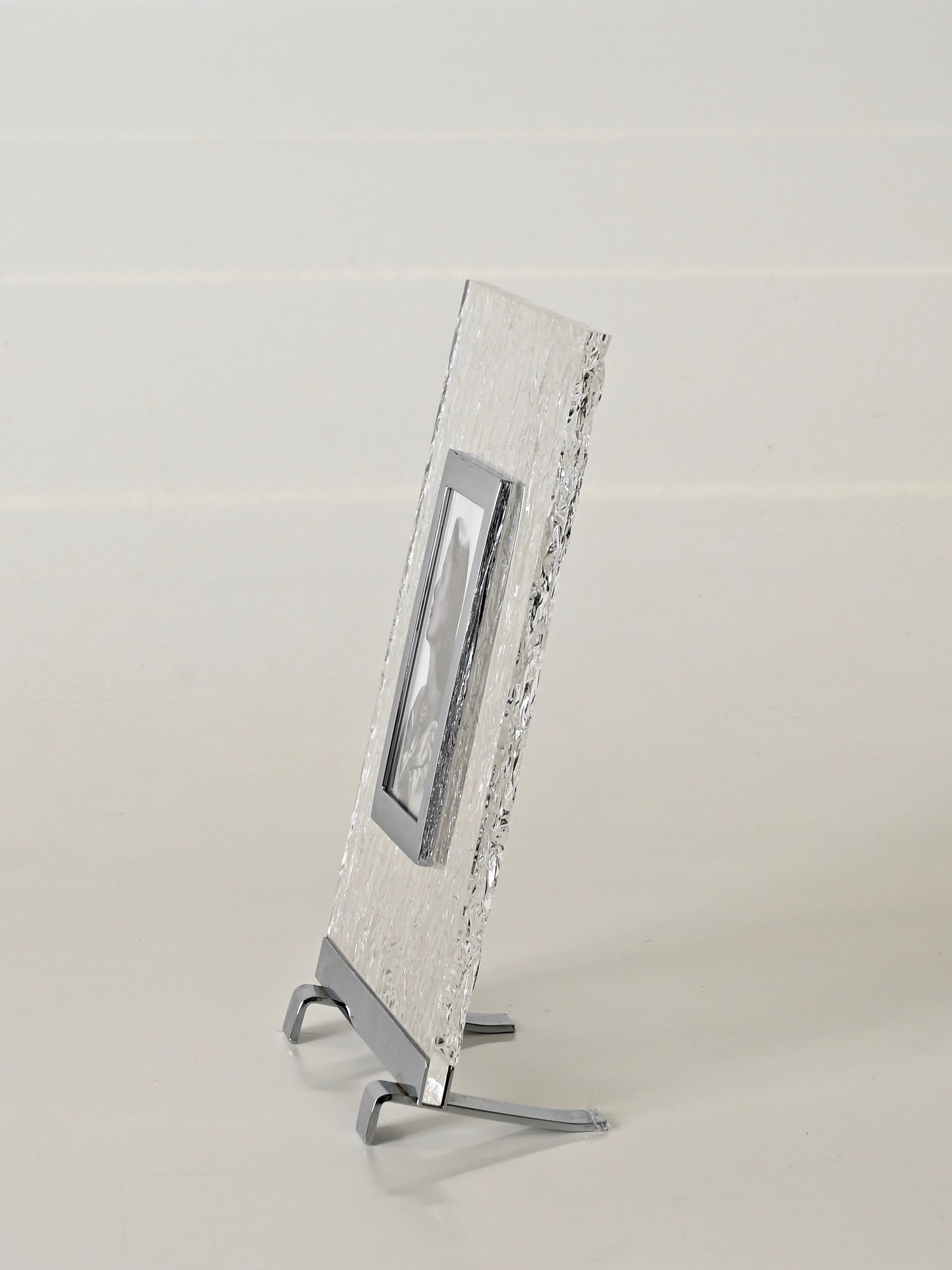 XX secolo Portafoto Dior in lucite effetto ghiaccio e cromo, Italia, anni '70 in vendita
