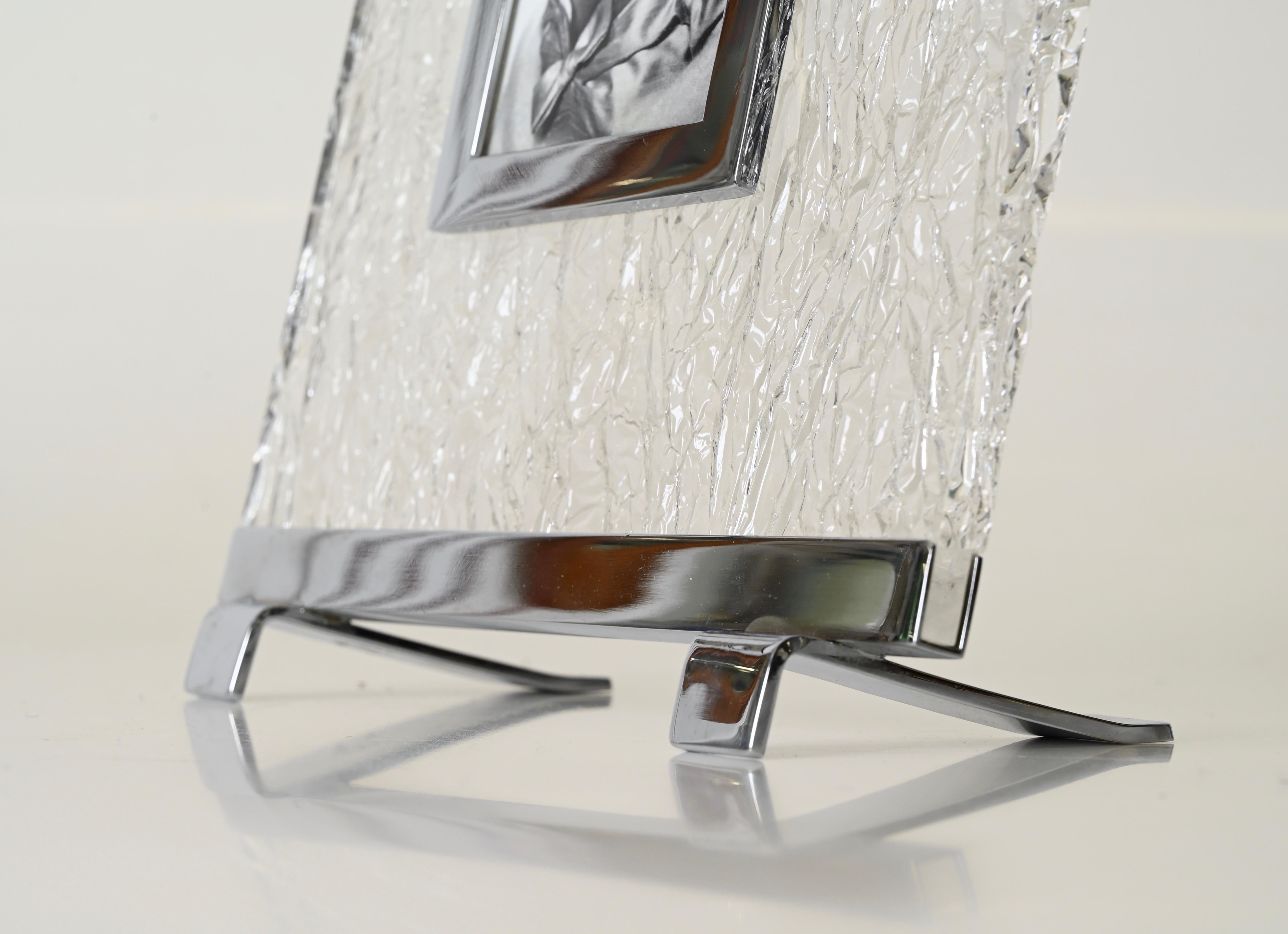 Portafoto Dior in lucite effetto ghiaccio e cromo, Italia, anni '70 in vendita 1