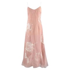 Dior Pink Abstract Rose Print Silk Dress