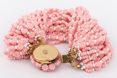 Dior Pink and White Beads Bracelet