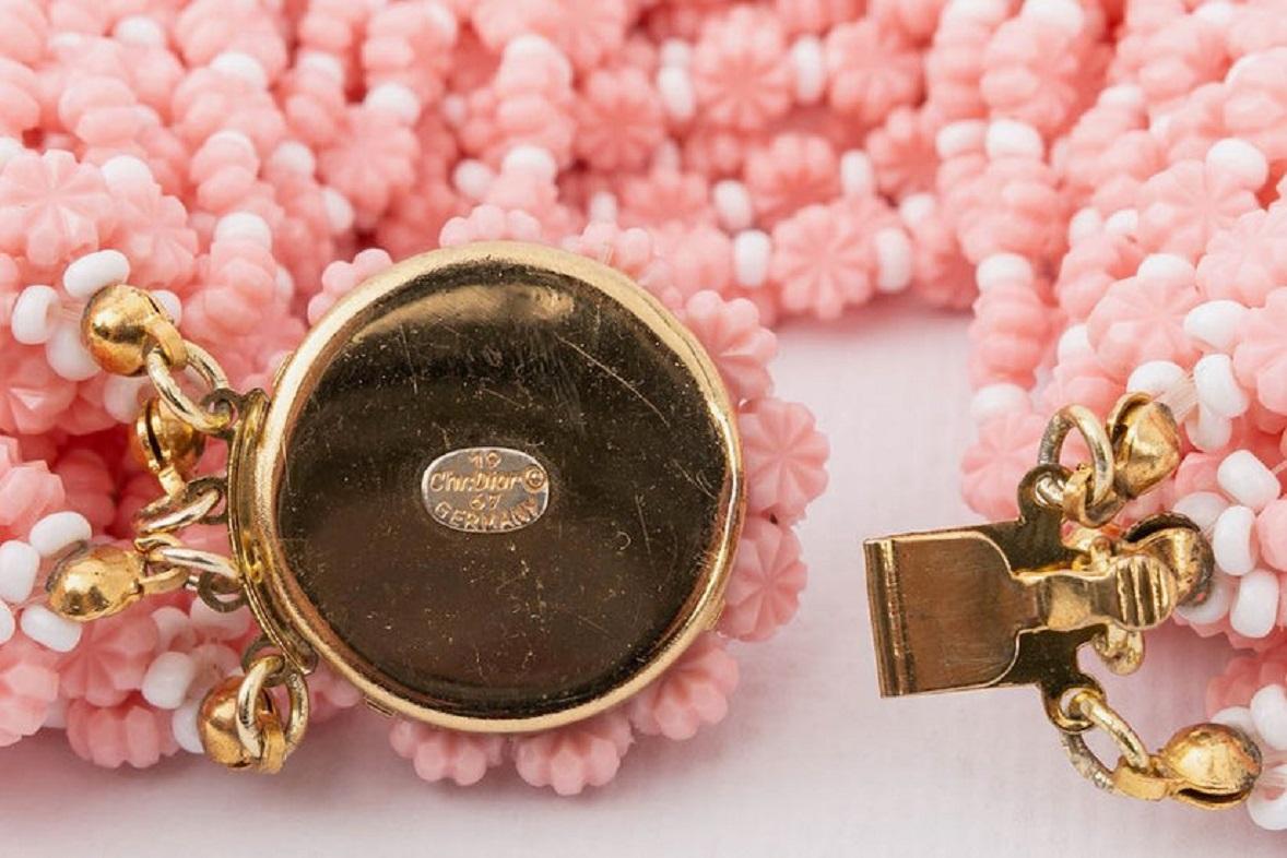 Dior Pink and White Beads Bracelet In Excellent Condition In SAINT-OUEN-SUR-SEINE, FR
