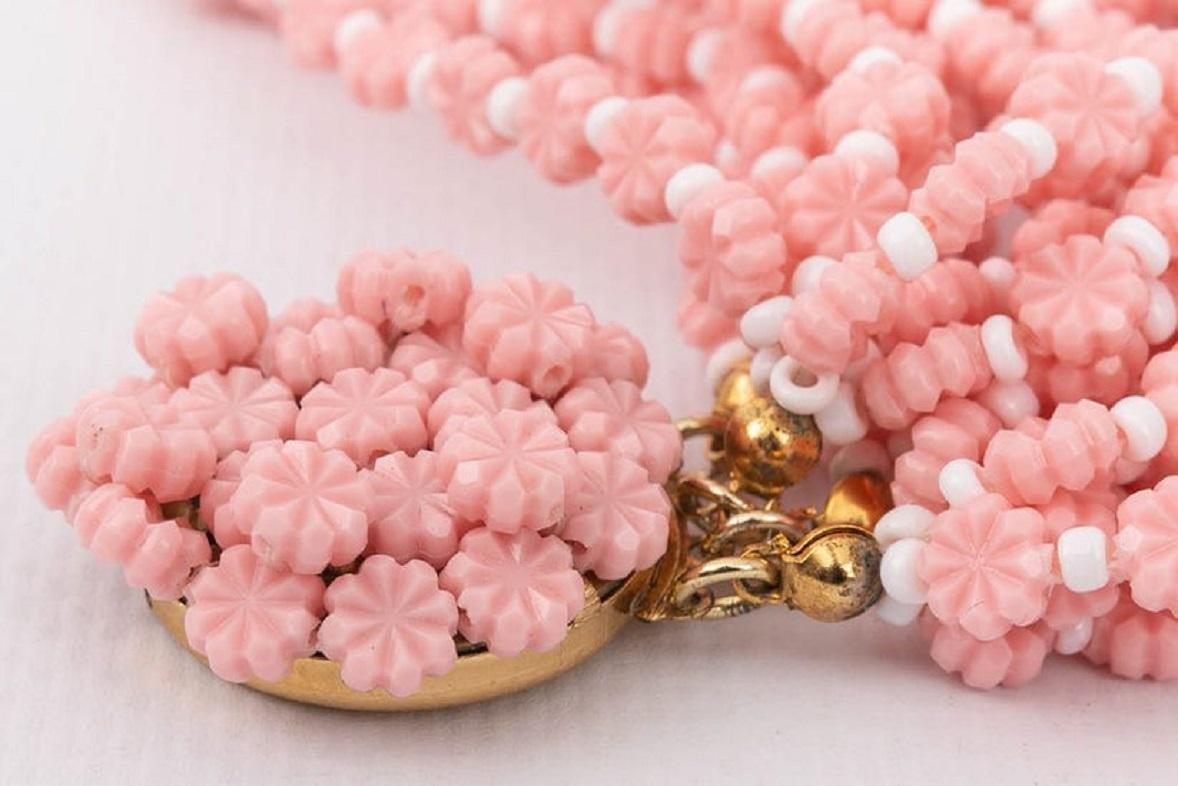 Women's Dior Pink and White Beads Bracelet