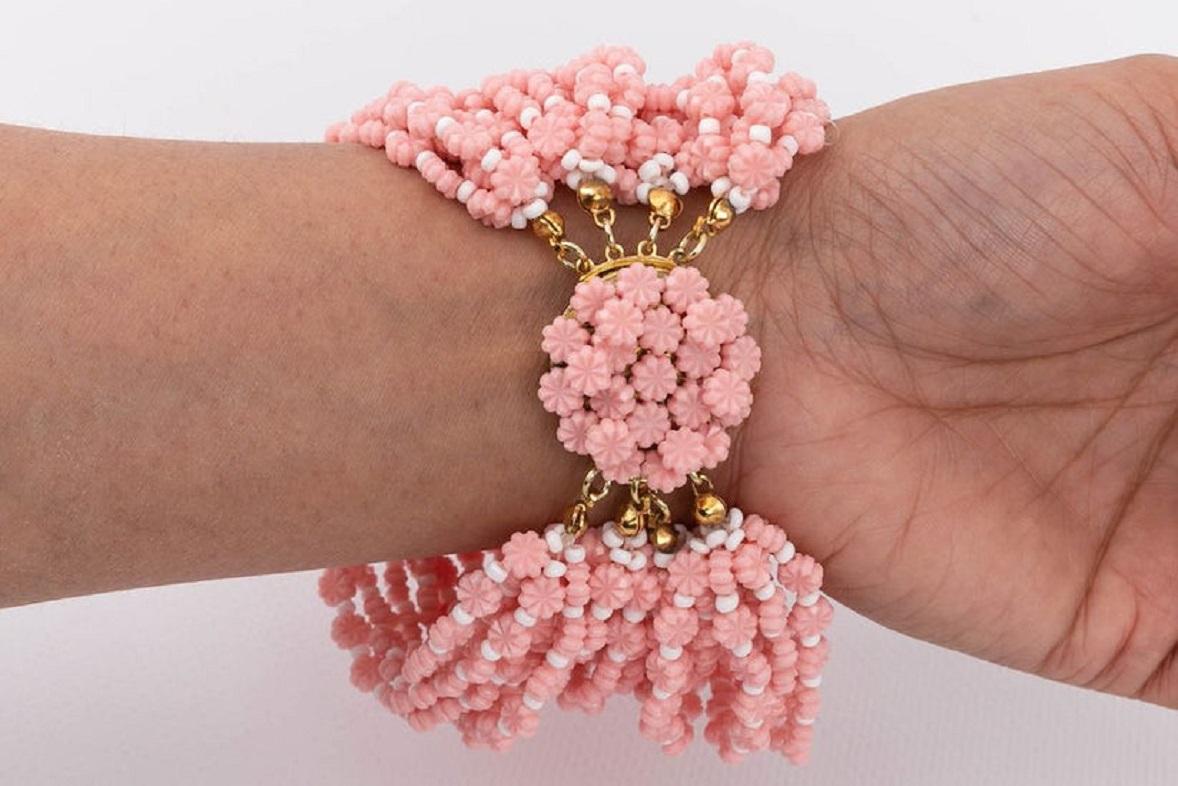 Dior Pink and White Beads Bracelet 3