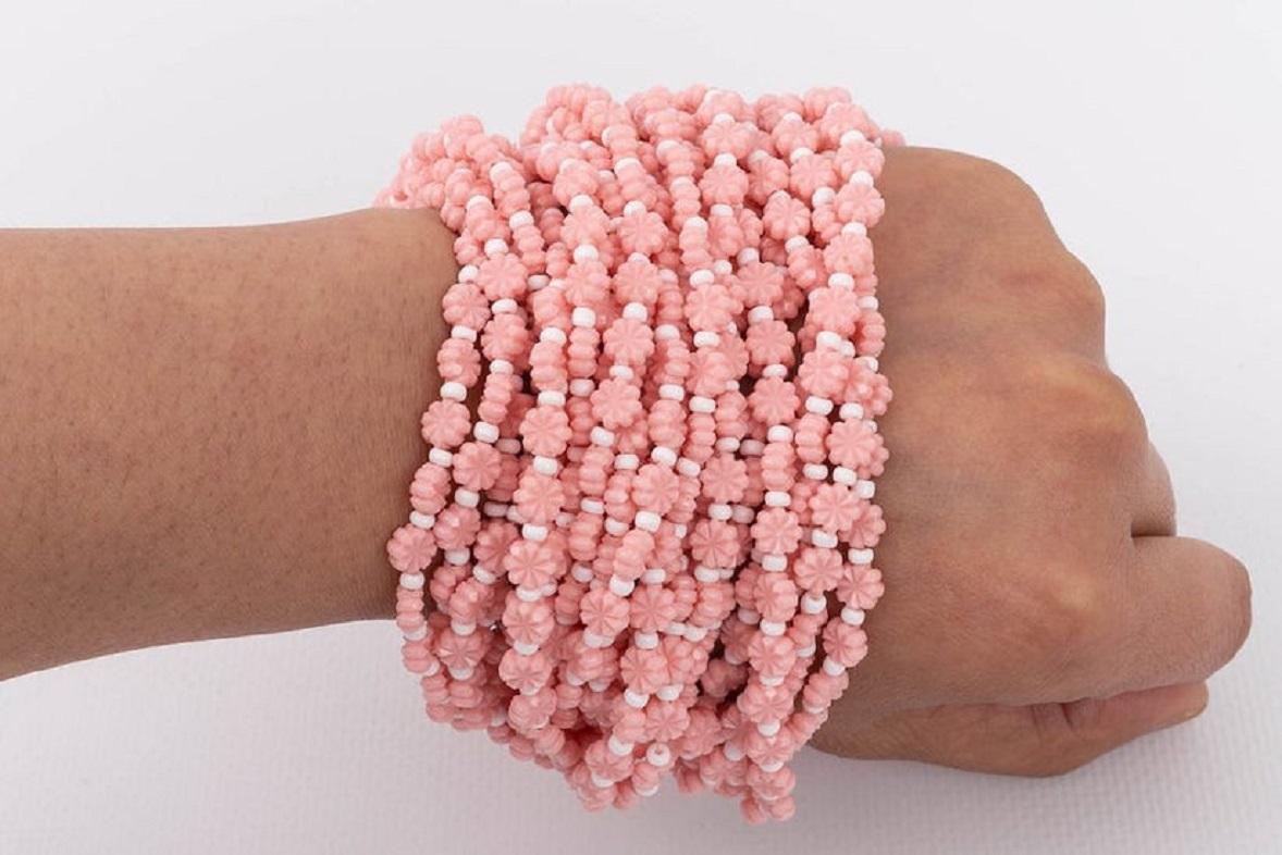 Dior Pink and White Beads Bracelet 4