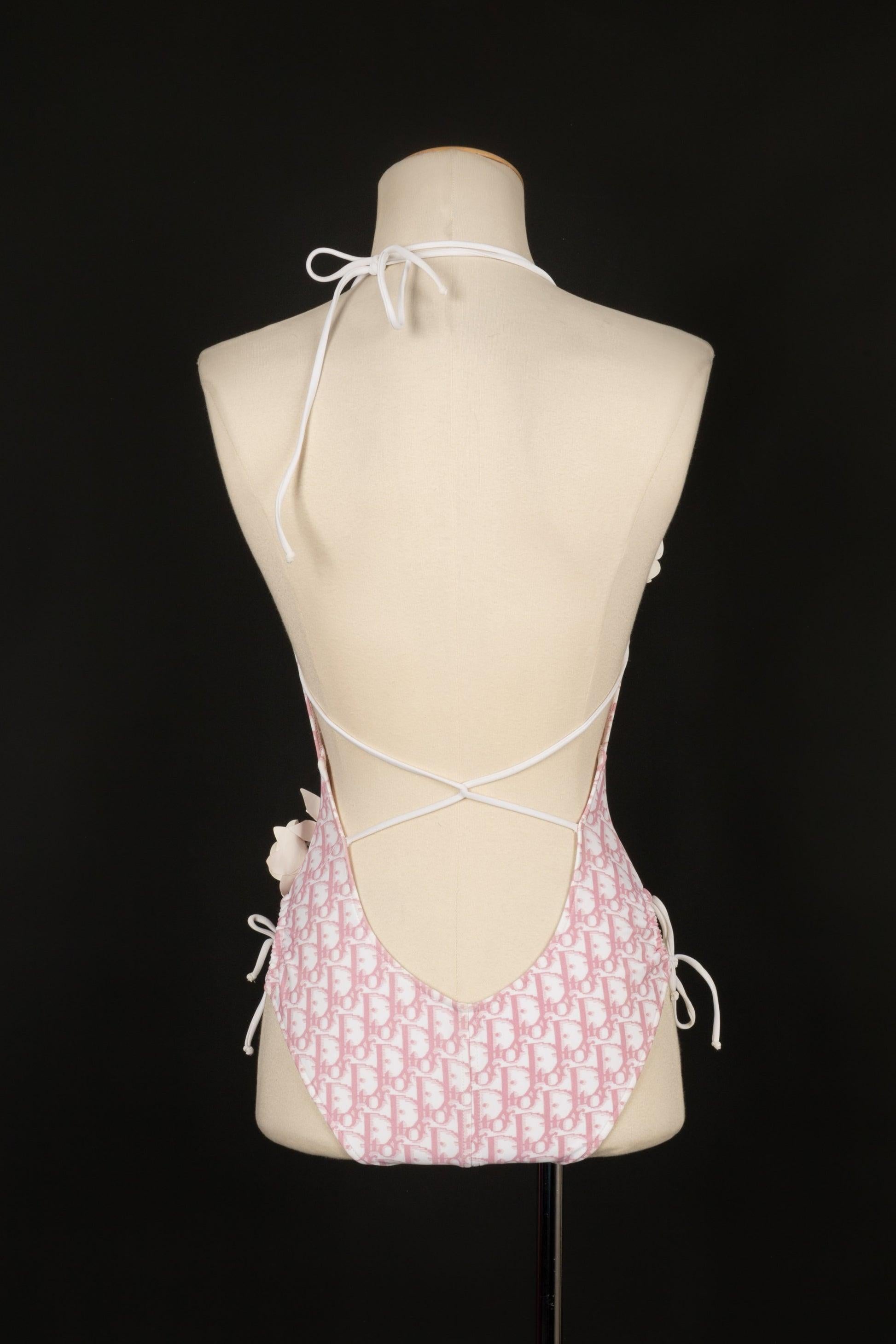 Dior Pink and White Branded One-piece Swimsuit In Excellent Condition For Sale In SAINT-OUEN-SUR-SEINE, FR