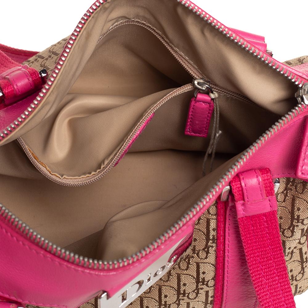 Dior Pink/Beige Diorissimo Canvas Small Boston Bag 6