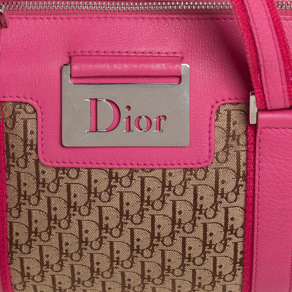 Dior Pink/Beige Diorissimo Canvas Small Boston Bag 2