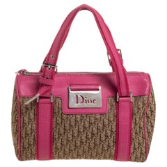 Dior Pink/Beige Diorissimo Canvas Small Boston Bag
