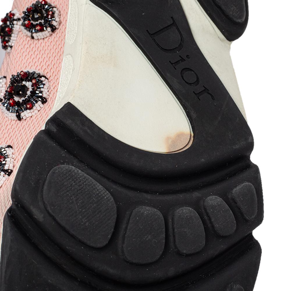 Dior Pink/Black Embellished Fabric Fusion Sneakers Size 37.5 1
