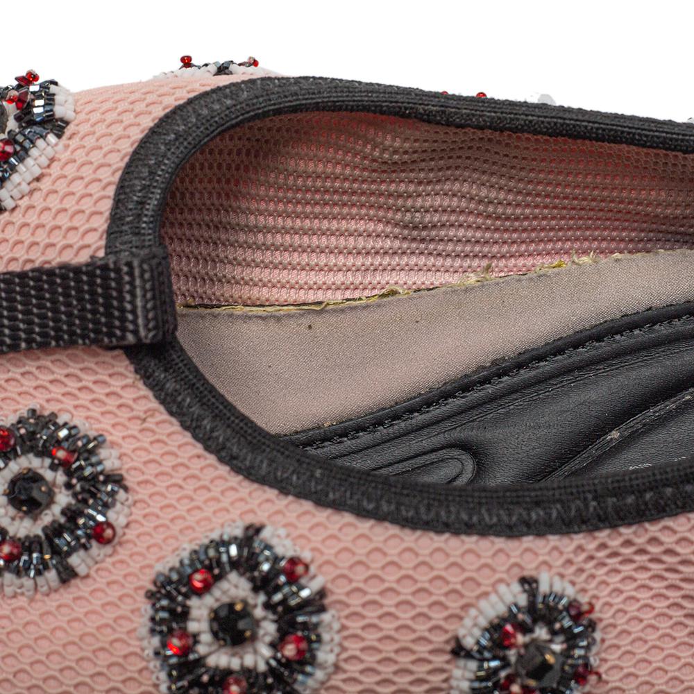 Dior Pink/Black Embellished Fabric Fusion Sneakers Size 37.5 3