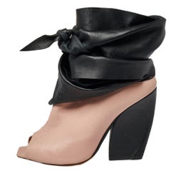Dior Pink/Black Leather Brooklyn Ankle Wrap Peep Toe Ankle Boots Size 40