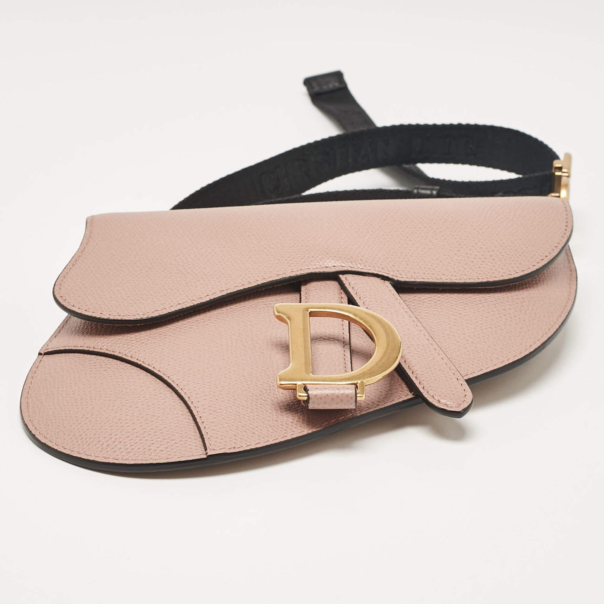 Dior Pink/Black Leather Saddle Belt Bag 1