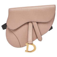 Dior Pink/Black Leather Saddle Belt Bag