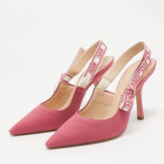Dior Pink Brocade Fabric J'Adior Slingback Pumps Size 40
