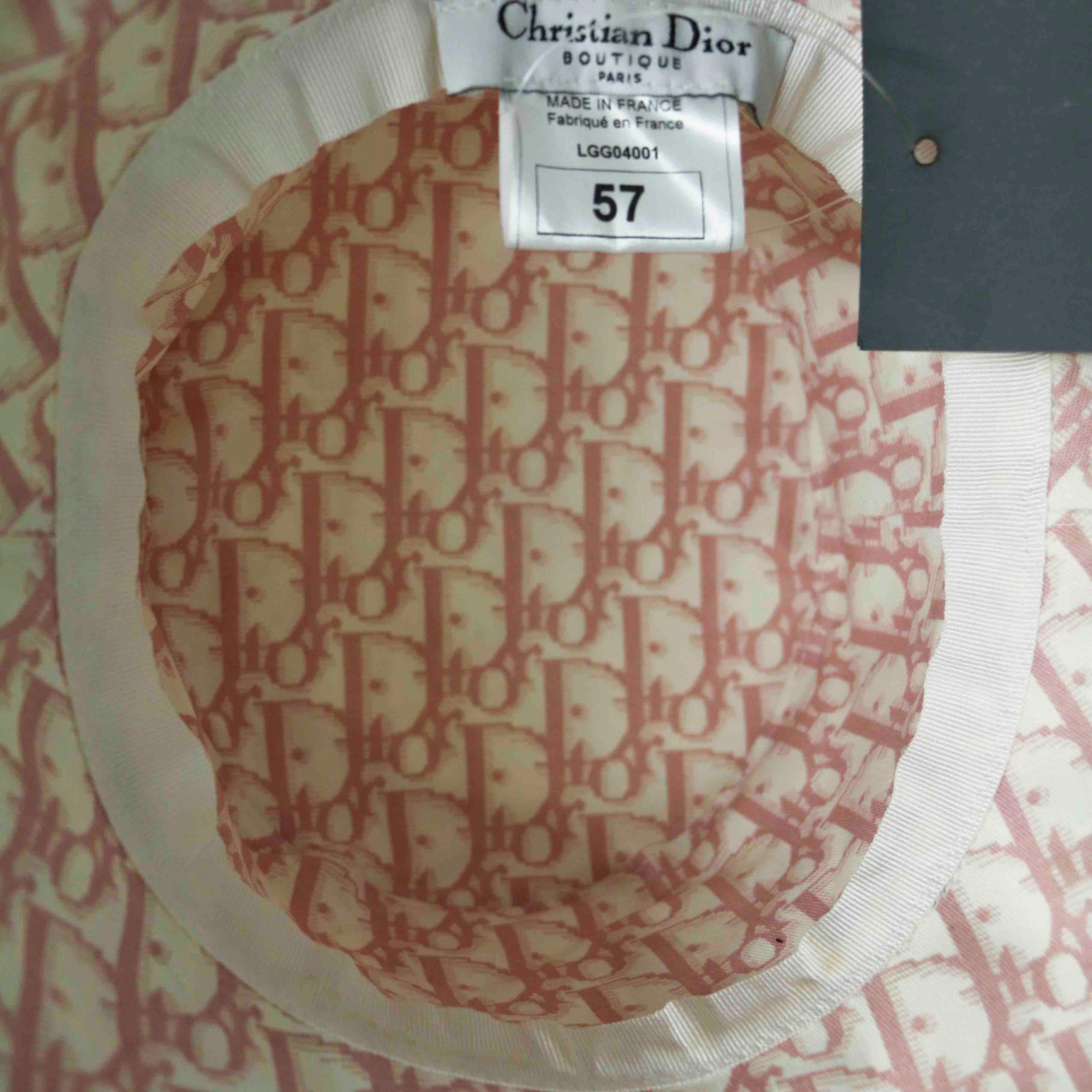 Beige Dior Pink Bucket Hat For Sale