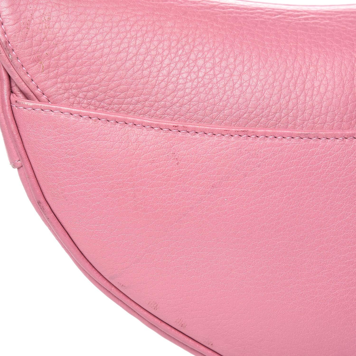 Christian Dior Pink Calfskin Embroidered Floral Romantic Saddle Bag For Sale 6