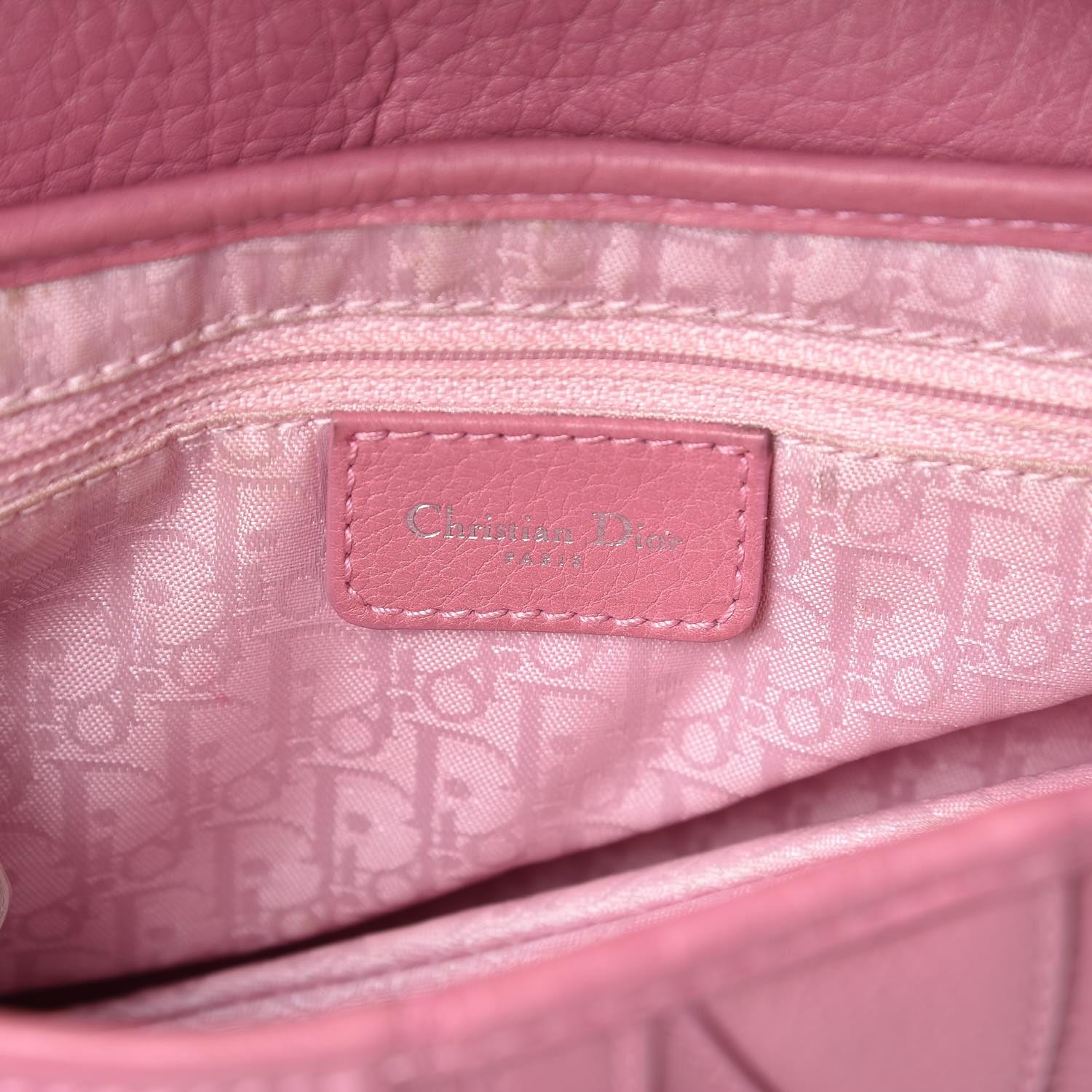 Christian Dior Pink Calfskin Embroidered Floral Romantic Saddle Bag For Sale 3