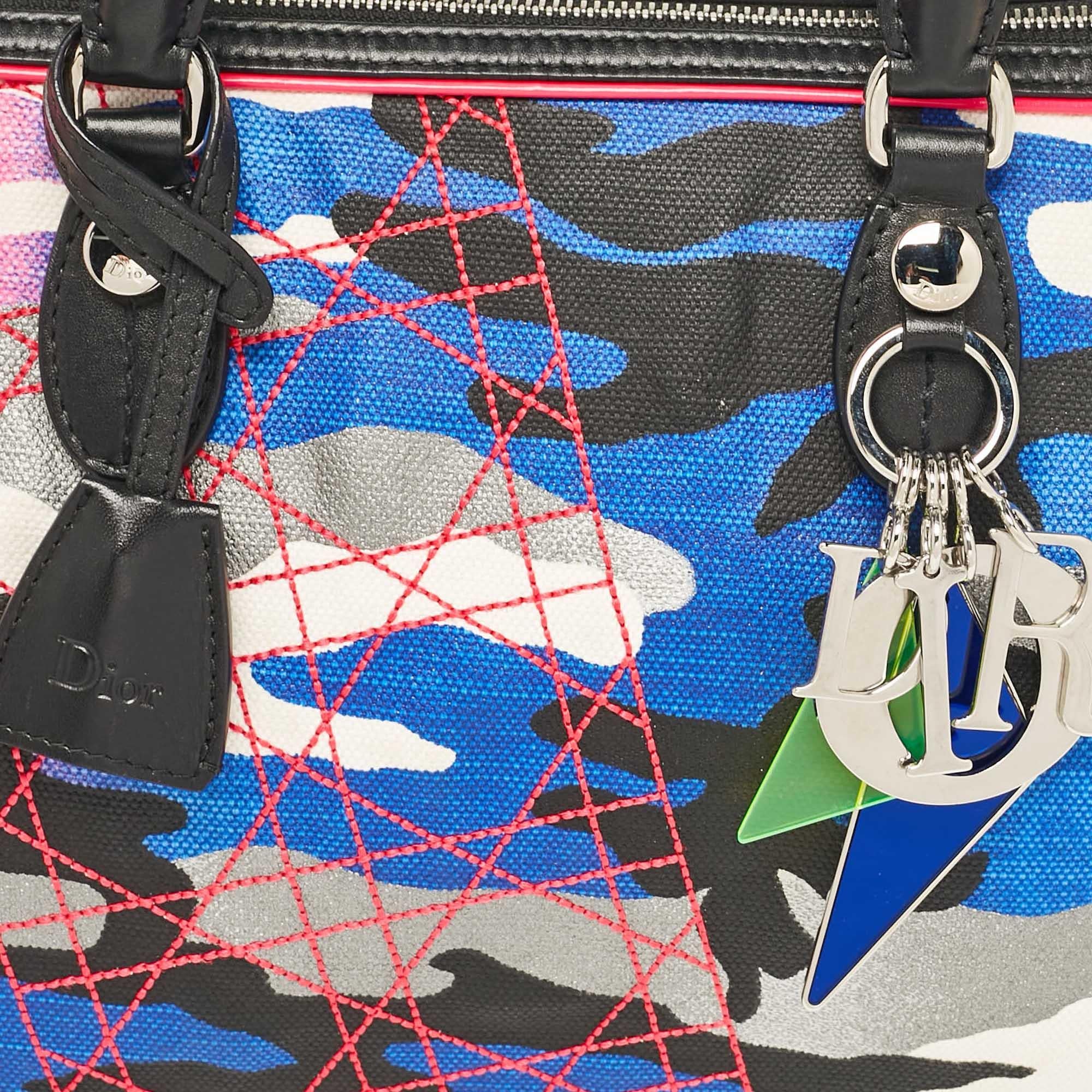 Women's Dior Pink Camouflage Canvas and Leather Anselm Reyle For Dior Boston Bag