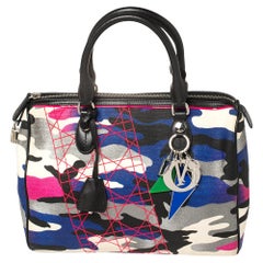Dior Pink Camouflage Canvas and Leather Anselm Reyle For Dior Boston Bag
