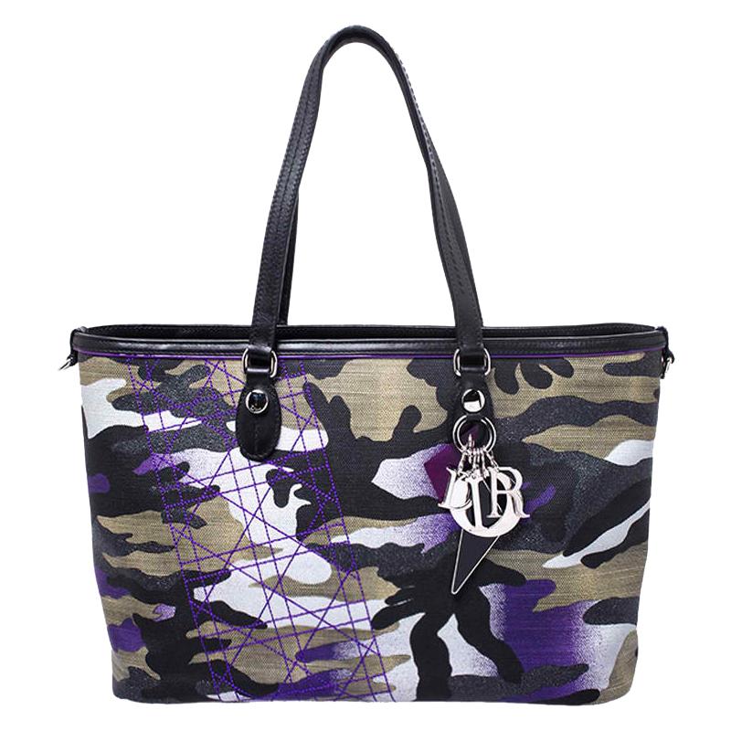 Dior Pink Camouflage Canvas and Leather Anselm Reyle For Dior Tote